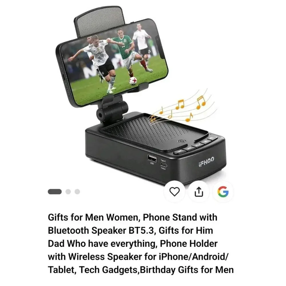 Cell Phone Stand with Bluetooth Speaker&Led Color Changing Light - Black